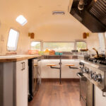 the interior of a renovated airstream food truck