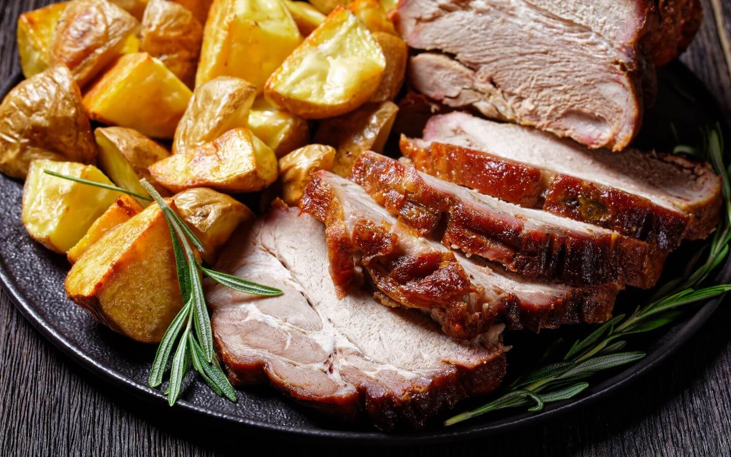 Roast pork with crackling and potatoes